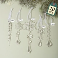 Lot de 10 décorations de Noël en acrylique transparent, glaçons et flocons - Ensemble de 10 Pièces/Kit de Flocons de Neige et Glaçons Transparents