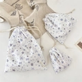 Three-piece set of seersucker drawstring bags with cute bear and star pattern details - Small (14*15) / Star Bear