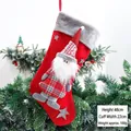 Large red Christmas stocking with plush cuff and 3D Santa Claus figure in plaid shirt - Flannel Large Stocking Santa