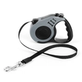 Retractable pet leash in grey and black featuring ergonomic handle and nylon strap - 3M / Automatic Leash Grey