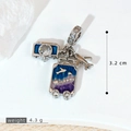 Silver travel charm set with airplane suitcase and camera in zircon and enamel - Silver Camera Plane Suitcase Style (SMP53372)