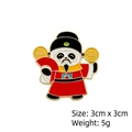 Chinese panda enamel pin in red official robe with fan, 3x3cm metal badge for backpack - Official Costume Panda With Fan