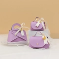 Lavender leather wedding gift box with ribbon bow and gold flower pendant decoration - Small / Hibiscus Purple