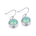 Pendientes plateados con colgantes redondos de circonita facetada verde menta - Zircón Verde