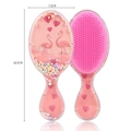 Pink flamingo detangling hairbrush with transparent handle and colorful moving beads - 03-Heart Flamingo Pink