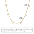 Dettaglio della collana in acciaio inossidabile dorato con zirconi e specifiche tecniche - Collana in zircone bianco 1275GW