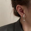 Elegant multi-layer pearl and star charm ear cuff set in a bright silver finish - EH0905 Single Ear Clip