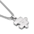 Silver puzzle piece necklace featuring Weirdo #2 engraving on a square box chain - Weirdo #2 Puzzle Necklace (#2款)