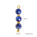 Lapis lazuli and gold bead pendant, 20mm DIY jewelry accessory with faceted stones - Dark Blue Triple Beads