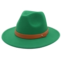 Chapeau fedora classique en feutre vert avec ceinture marron et rivet doré - M(56-58cm) / Vert Herbe