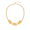 Collar de acero inoxidable dorado con tres colgantes de textura irregular estilo lava - Rectangular Con Textura Arrugada (2#)