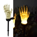 Solar Halloween skeleton hand light with warm LED glow and garden ground stake - Ghost Hand Stake Single (Warm White)
