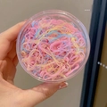 Lot de 500 élastiques à cheveux épais aux couleurs pastel dans un pot transparent - Emballage en boîte / Couleurs de Printemps Épaissies (500 Pièces)