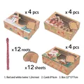 12-pack Christmas kraft paper cookie boxes with windows, gift tags, and red-white twine - Gingerbread Box 12 Pcs/Pack