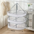 Three-layer white mesh hanging drying rack with grey trim and 78cm wide foldable design - Grey Rectangular Triple Layer With Border