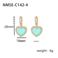 Golden heart earrings with sky blue crystal and white rhinestones in a retro French style - Gold/Blue