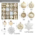 Set of 40 champagne gold and white Christmas ornaments with varied textures and sizes - MJXK-09 Champagne Gold And White Snowflake