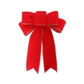 Lazo de Navidad grande de terciopelo rojo con borde dorado para árbol y manualidades DIY - Lazo de terciopelo rojo flocado