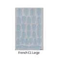 Japanese style French C1 Large nail art template with minimalist blue wave lines - French C1 Large