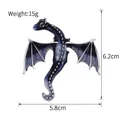 Blue enamel flying dragon brooch with silver metal edges and dimensions of 6.2cm x 5.8cm - Antique Silver Gray 2