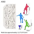 Soccer themed silicone mold for fondant featuring football player silhouettes in white finish - Soccer Player / Gray