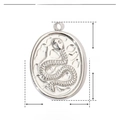 Detailed size parameter view of the silver stainless steel oval snake relief pendant - YE348 Oval Snake Relief Charm