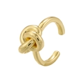 Detailed view of a gold-plated knot ear cuff with high-polish finish on white background - VJ548 Gold