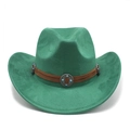 Detail of emerald green faux suede cowboy hat with turquoise studded decorative band - M(56-59CM) / Grass Green