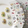 Autocollants 3D à motifs pandas mignons, bambous et fleurs pour la manucure - Style Panda Pastèque Donut (FEB-603)