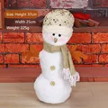 Plush Christmas snowman figurine with gold sequin hat and scarf, 37cm height decor - Snowman Style A
