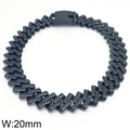 Heavy 20mm wide black Cuban link chain bracelet in stainless steel with square clasp - Bracelet 20CM / 20mm Wide Polished Black