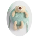 Kids mint green woven crossbody bag with cute plush bear decoration for toddlers - Single Bag / Light Blue