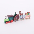 Wooden Christmas train ornament with locomotive and colorful gift-themed carriages - Colorful Reindeer Style