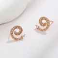 Elegant rose gold spiral stud earrings with pave zircon and teardrop crystal drops - Spiral Teardrop Pavé (No. 128) / Rose Gold