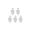 Set of five silver floral stainless steel pendants for DIY jewelry making on white background - Flower Style (TZ-TP0879-01) / 5 Pieces
