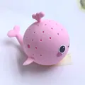 Pink whale-shaped silicone squishy water toy with round drainage holes for kids bath - Pink Bath Whale