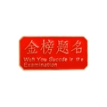 Red enamel pin badge with gold edges and Chinese text for exam success wishes - Rectangle Success In Exam