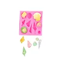 Grande stampo in silicone rosa con varie forme di conchiglie e chiocciole marine per artigianato - 15-76 Stampo Conchiglia / Rosa