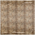 Classic leopard print silk-feel square scarf with brown and black animal spots pattern - Khaki Leopard / 90x90cm
