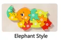 Elephant wooden 3D puzzle toy with numbered colorful blocks for kids education - Large-Elephant