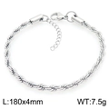 Minimalist 180mm silver stainless steel rope chain bracelet with lobster clasp - Silver Twisted Rope Bracelet (KB203721-Z)