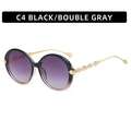 Lunettes de soleil rondes oversize avec monture dégradée noire et branches en métal doré - Verres Dégradés Noir Gris