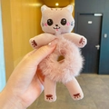 Chouchou chat en peluche rose avec fourrure douce et détails brodés pour filles - Serre-tête En Peluche Chat Rose