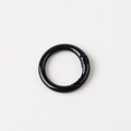 Detailed view of a 23mm black round spring snap hook made of durable metal alloy - Black (Outer Diameter 23mm)