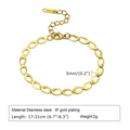 5mm gold IP plated stainless steel oval link bracelet with 17-21cm adjustable chain length - BR-1257 (Hollow Oval Chain)