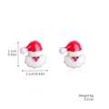 Christmas Santa Claus stud earrings in red and white alloy, size 1.1x1.1cm and 6g - Drip Oil Santa (SD-09)