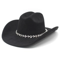 Classic black suede western cowboy hat with a sparkling rhinestone decorative band - M(56-57cm) / Black