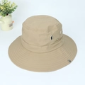 Khaki wide brim hiking hat with metal ventilation eyelets and reinforced stitching - One Size / Off White