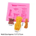 Pink graduation silicone mold featuring owl with doctoral cap and diploma for fondant - 3# Owl & Scroll / Pink