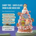 Boîte à musique Père Noël avec neige automatique et lumières LED, taille 12x7x24cm - Sapin Bonbons Père Noël / Sapin Bonbons Père Noël